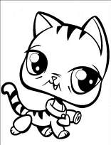 coloriage petshop chat avec collier en coeur